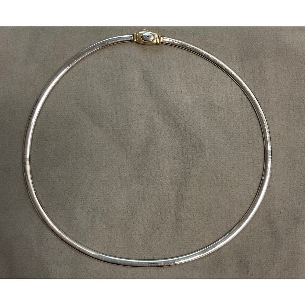 14k Reversible White and Yellow Gold 16 inch Omega Necklace